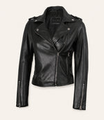 Women’s Black Asymmetrical Leather Biker Jacket