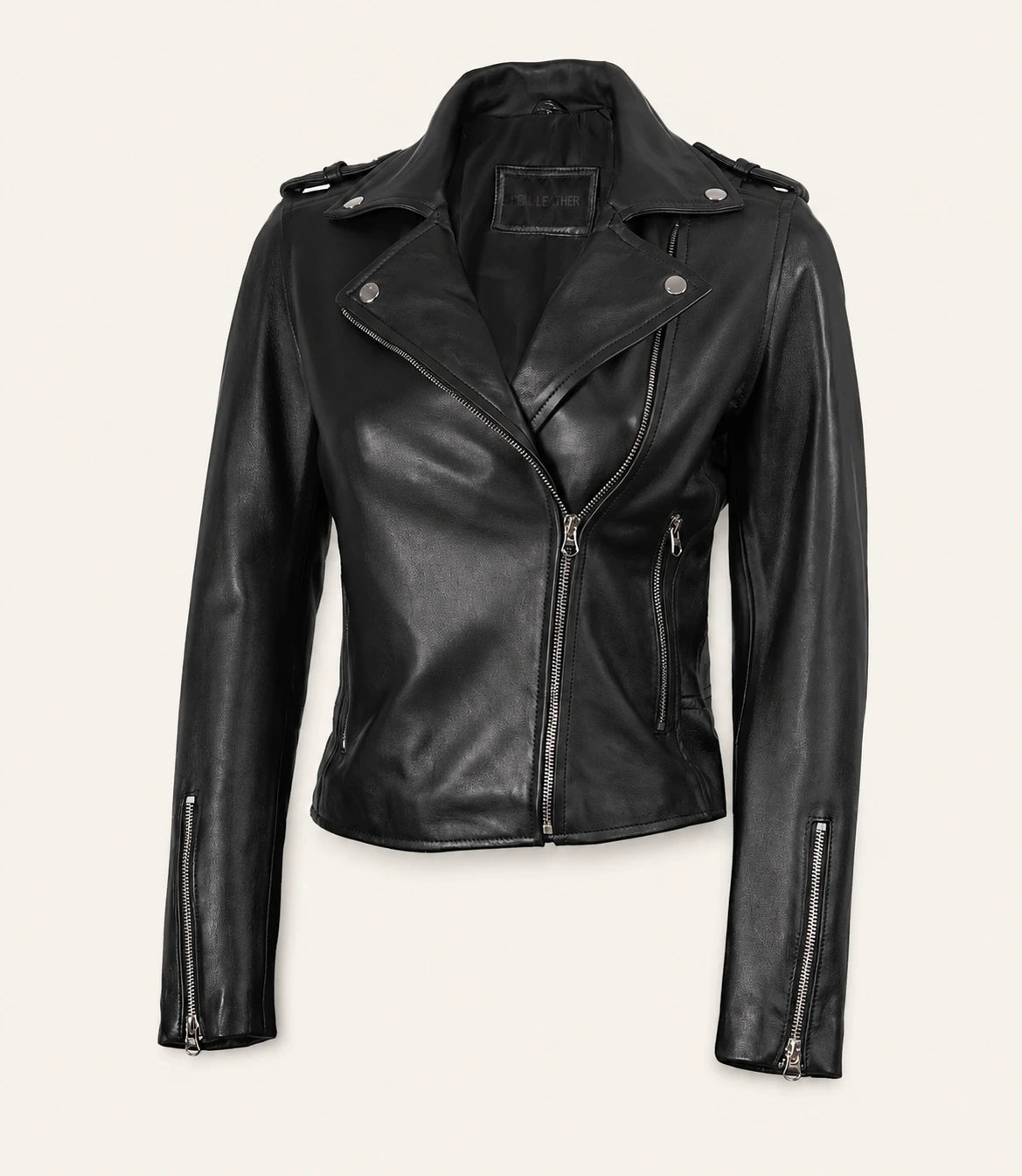 Women’s Black Asymmetrical Leather Biker Jacket