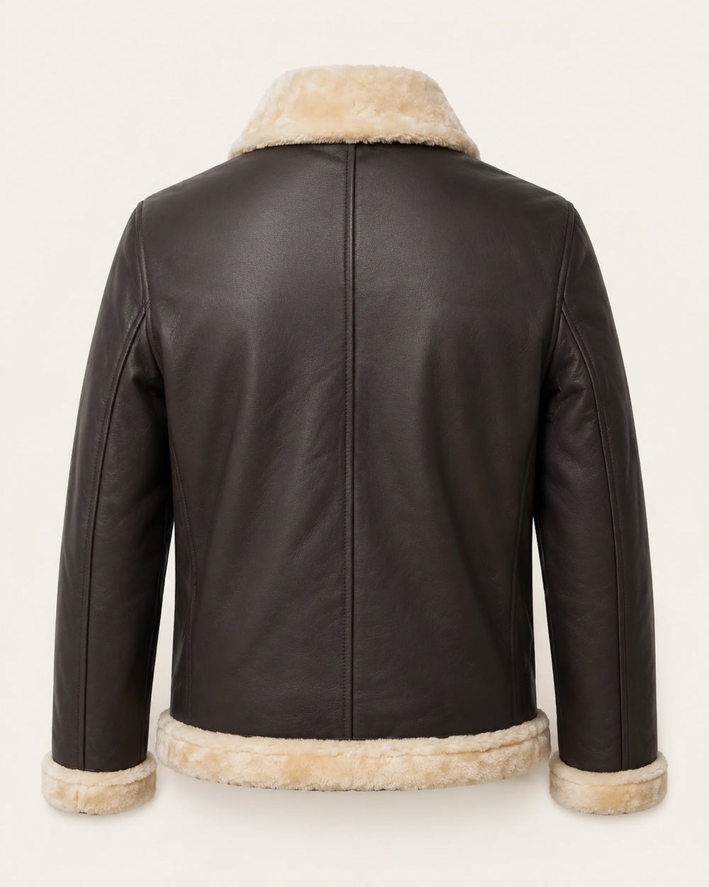 Classic Men’s Dark Brown Shearling Lined Leather Bomber Jacket