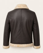 Classic Men’s Dark Brown Shearling Lined Leather Bomber Jacket