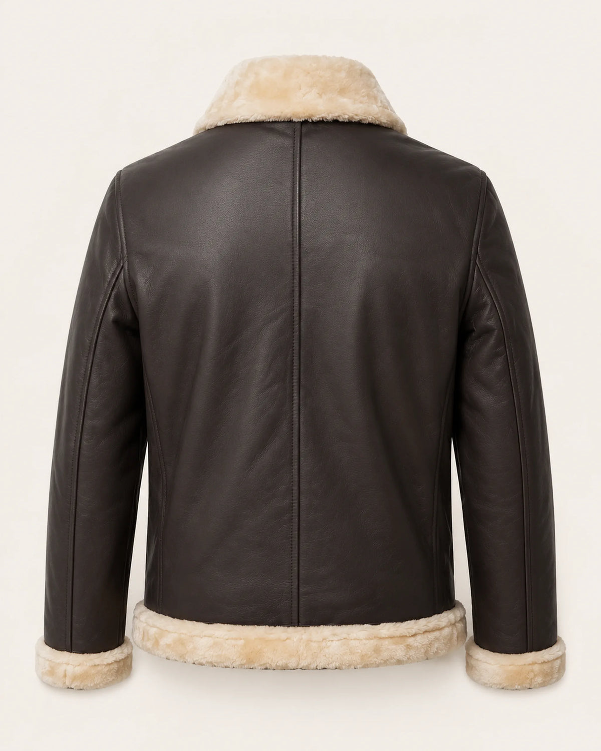 Classic Men’s Dark Brown Shearling Lined Leather Bomber Jacket