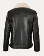 Elite Men’s Black Shearling Biker Jacket