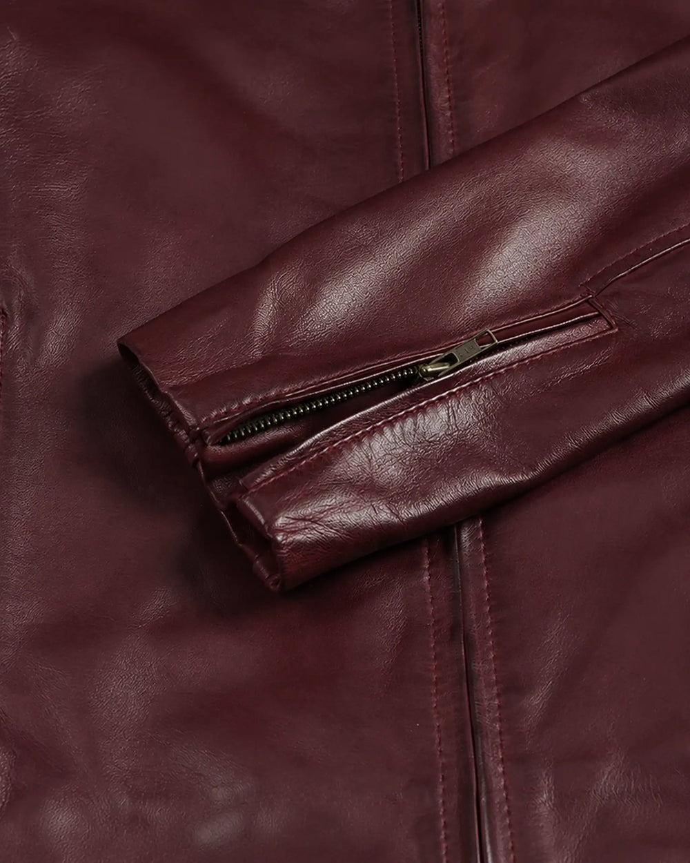 Premium Men's Maroon Leather Café Racer Biker Jacket