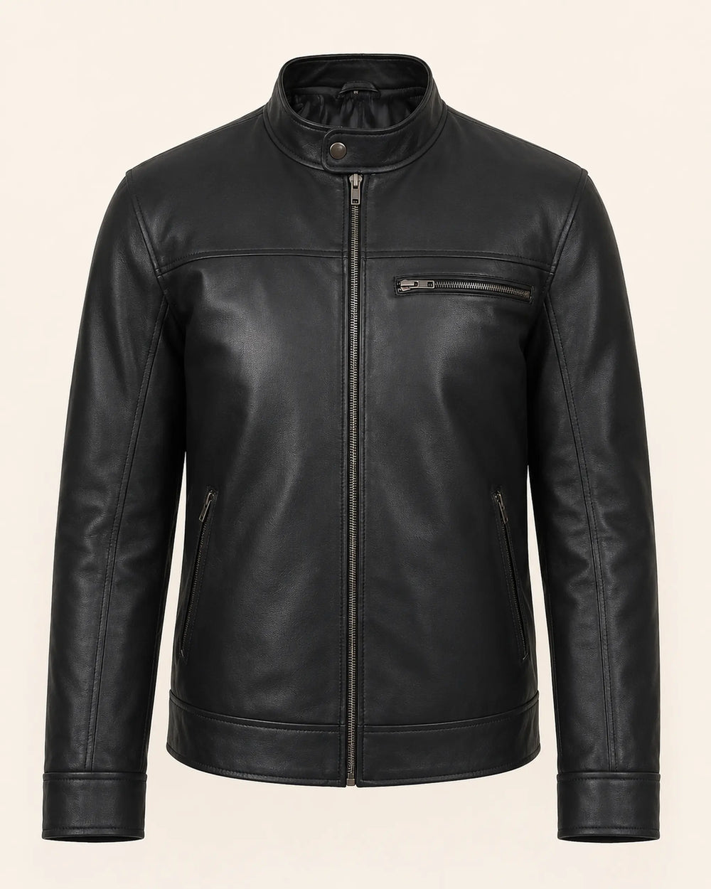 Classic Men’s Black Real Leather Biker Style Jacket