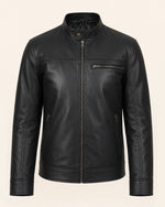 Classic Men’s Black Real Leather Biker Style Jacket