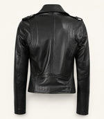 Women’s Black Asymmetrical Leather Biker Jacket