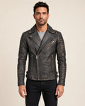 Men’s Distressed Brown Leather Biker Jacket