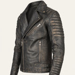 Men’s Distressed Brown Leather Biker Jacket