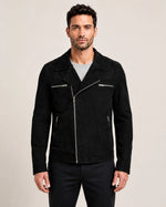 Men’s Black Suede Leather Biker Jacket