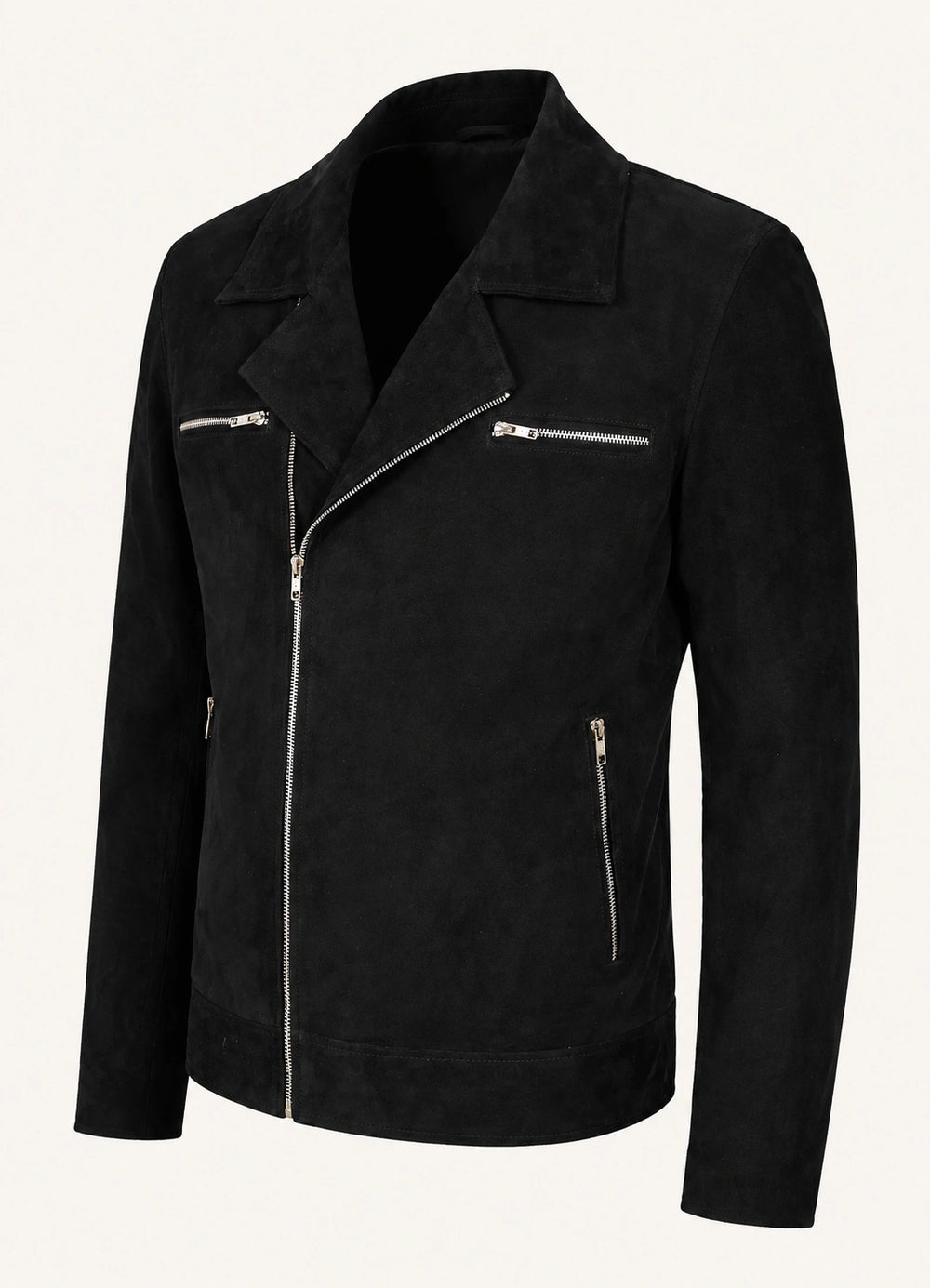 Men’s Black Suede Leather Biker Jacket