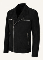 Men’s Black Suede Leather Biker Jacket
