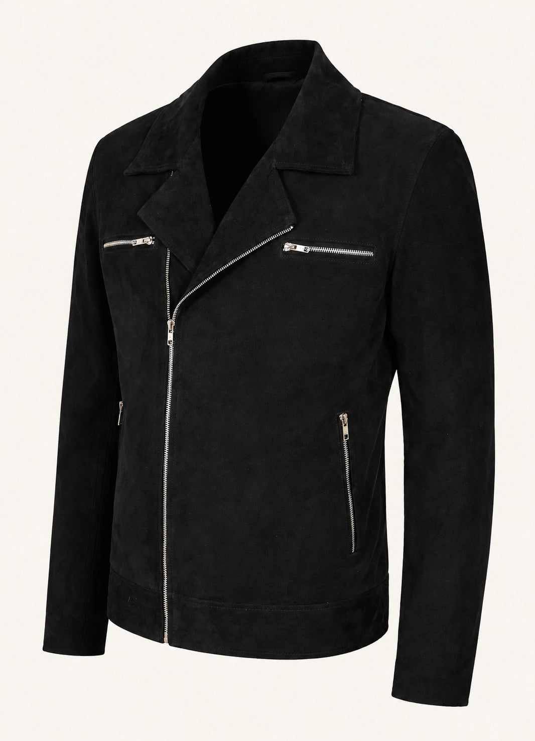 Men’s Black Suede Leather Biker Jacket