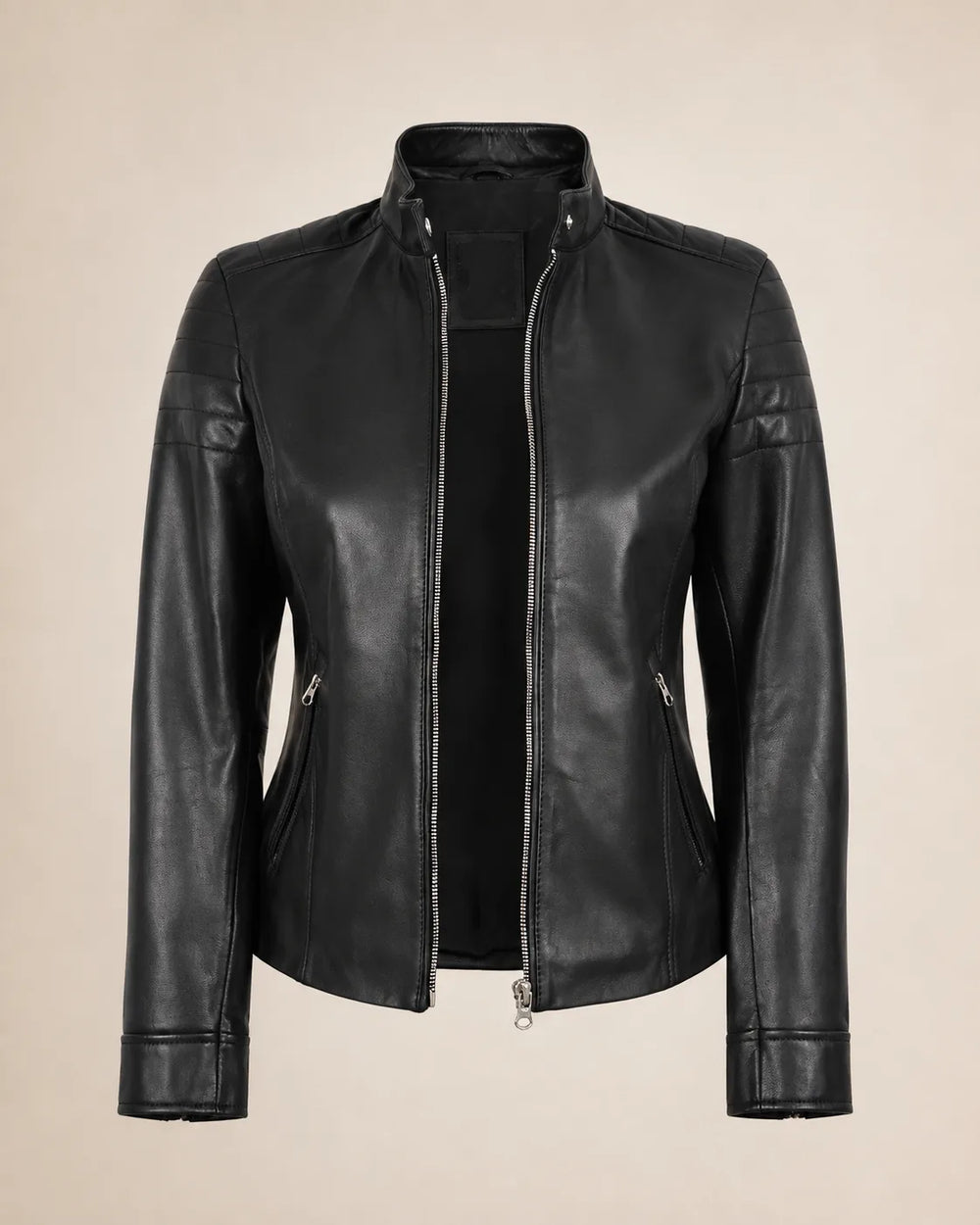 The Royal Carrie Black Leather Jacket for Women - Biker Style