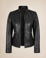The Royal Carrie Black Leather Jacket for Women - Biker Style