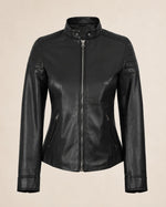 The Royal Carrie Black Leather Jacket for Women - Biker Style