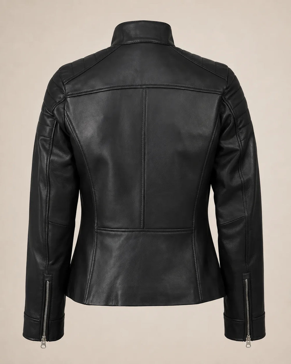 The Royal Carrie Black Leather Jacket for Women - Biker Style