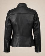 The Royal Carrie Black Leather Jacket for Women - Biker Style