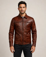 Men's Distressed Brown Leather Jacket
