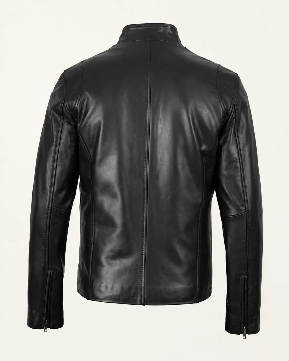 Luxury Men's Black Cowhide Biker-Style Leather Jacket