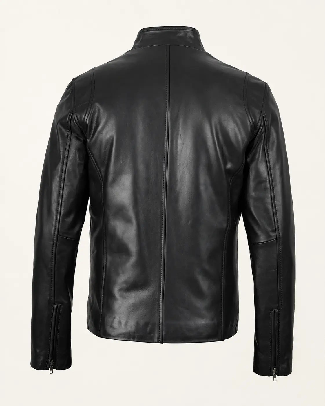 Luxury Men's Black Cowhide Biker-Style Leather Jacket