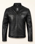 Luxury Men's Black Cowhide Biker-Style Leather Jacket