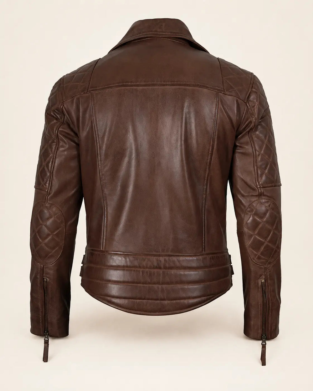 Refined Men’s Cognac Real Leather Biker Jacket