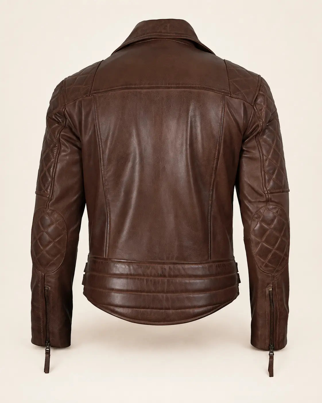Refined Men’s Cognac Real Leather Biker Jacket