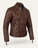 Refined Men’s Cognac Real Leather Biker Jacket