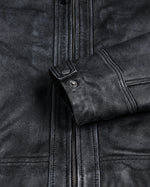 Modern Men's Washed Black Distressed Leather Biker Jacket
