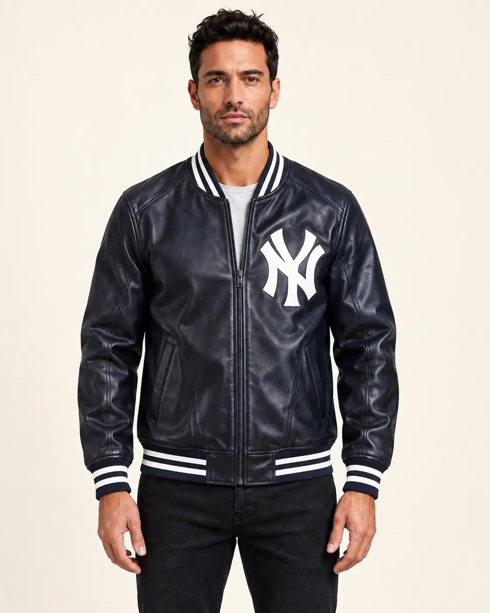 New York Yankees Navy Blue Leather Jacket