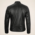 The Royal Dodge Men’s Black Leather Cafe Racer Jacket