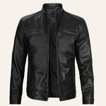 The Royal Dodge Men’s Black Leather Cafe Racer Jacket