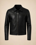 The Royal Mark Men's Black Harrington Lambskin Leather Jacket