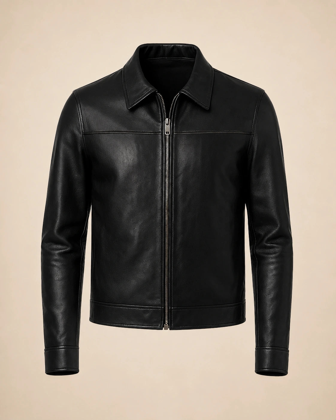 The Royal Mark Men's Black Harrington Lambskin Leather Jacket