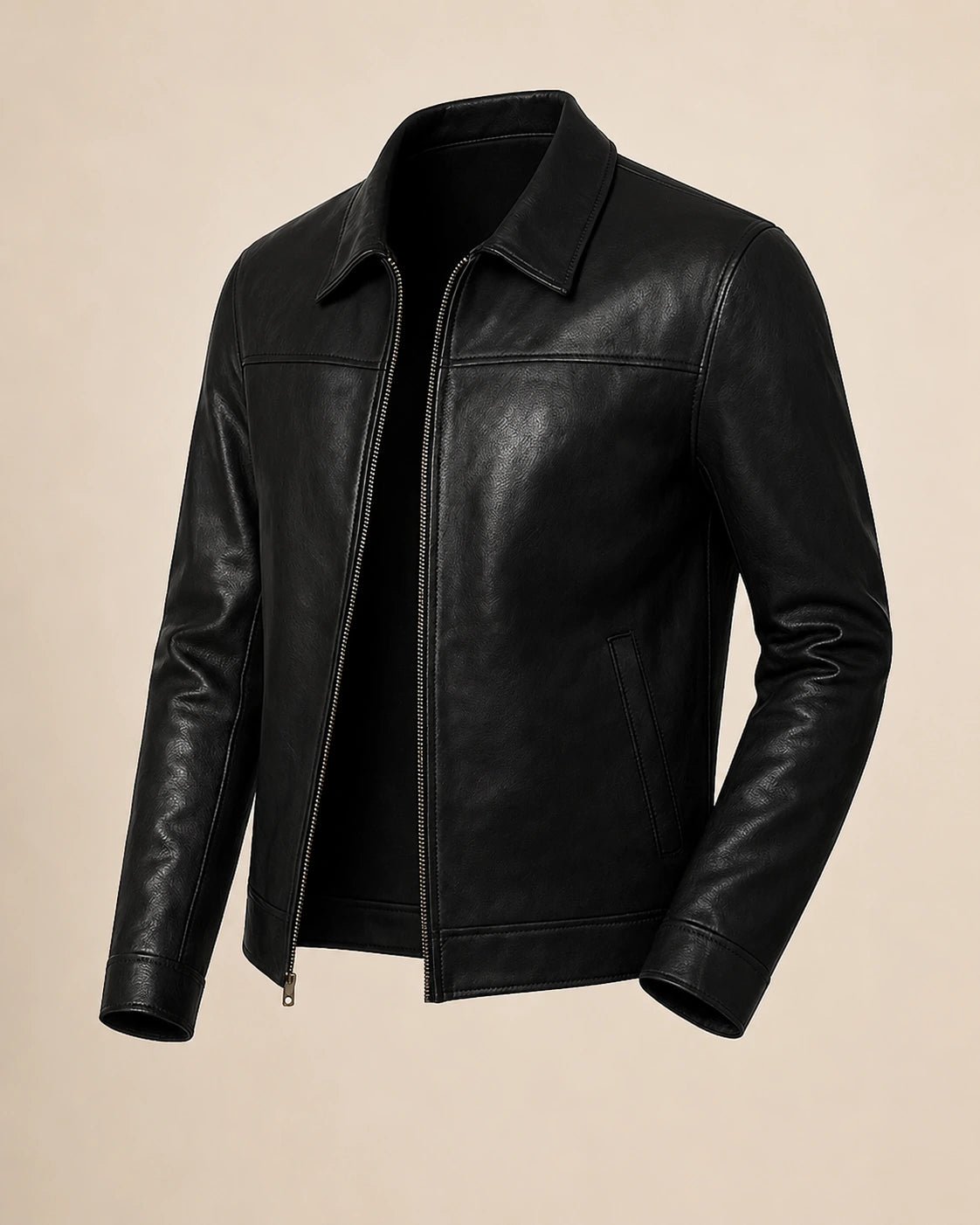 The Royal Mark Men's Black Harrington Lambskin Leather Jacket