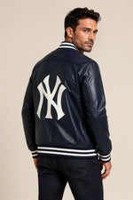 New York Yankees Navy Blue Leather Jacket