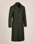 The Royal Men’s Double-Breasted Long Olive Green Wool Coat