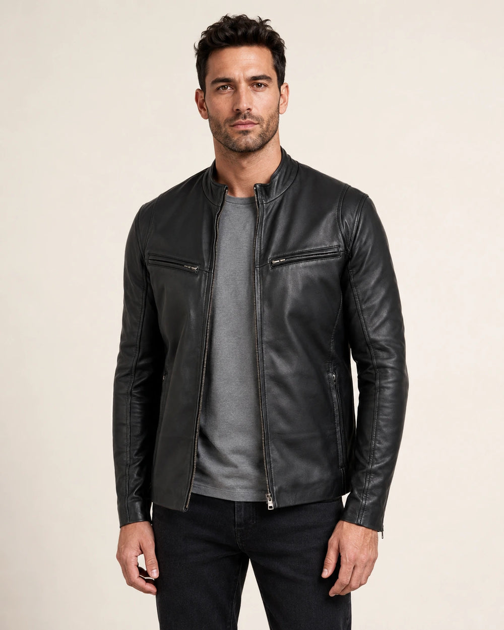The Royal Men's Iconic Black Leather Jacket