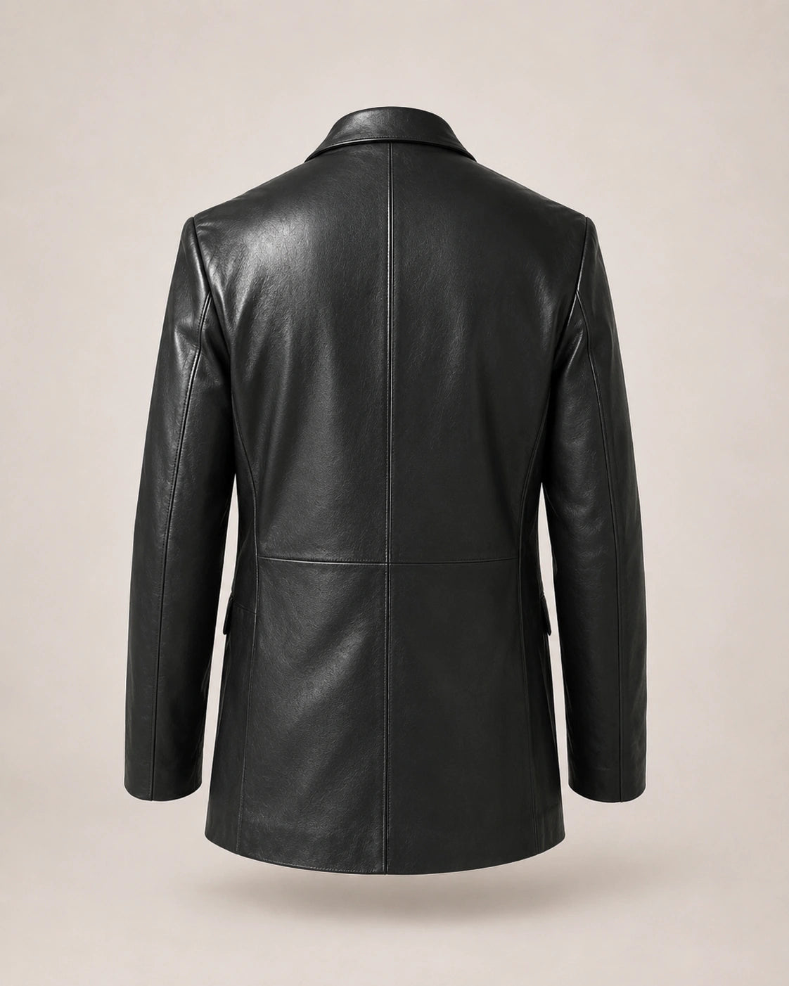 The Royal Men's Slim Fit Real Black Leather Blazer