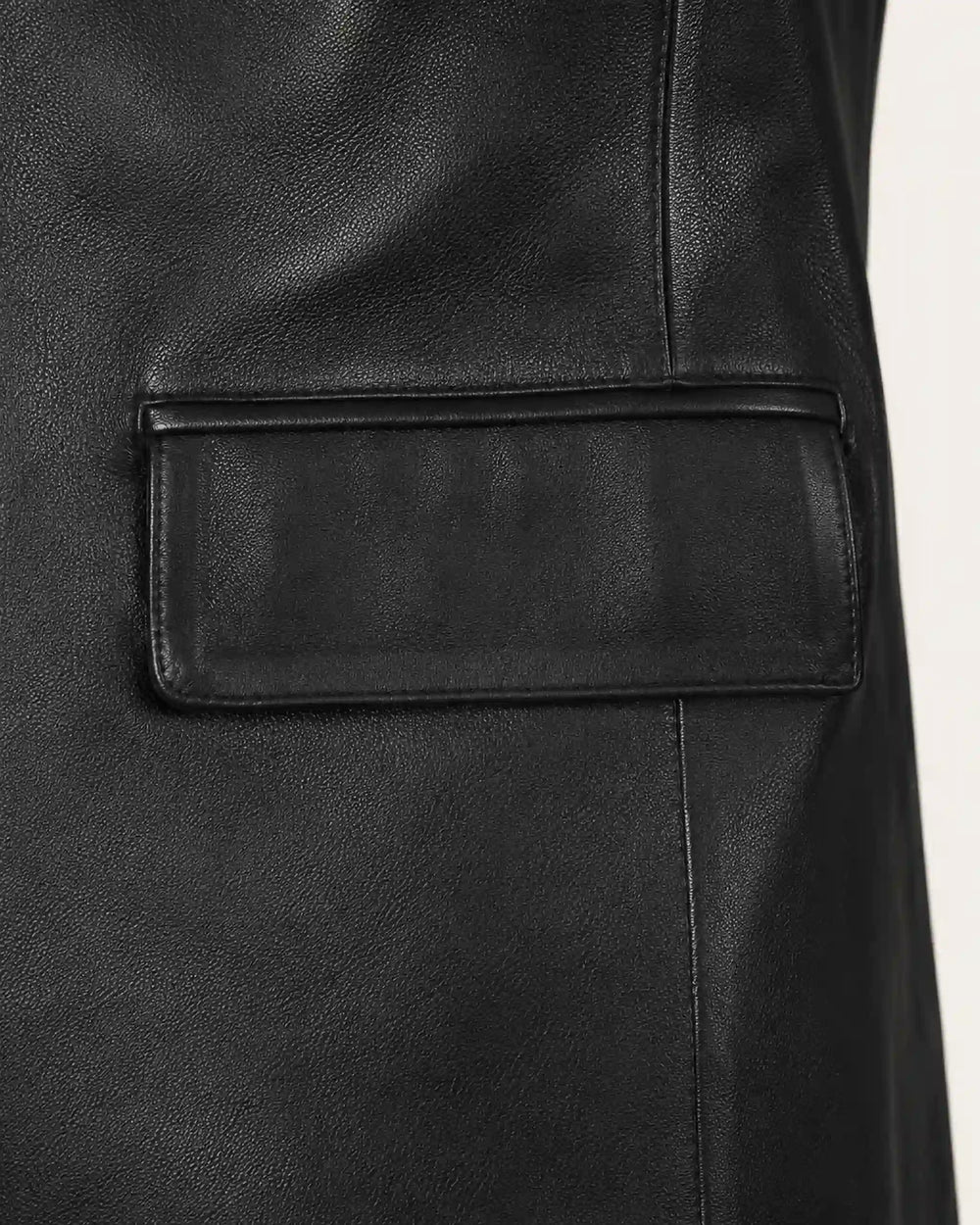 Men's Notch Lapel Black Royal Leather Blazer Front Two Button