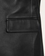 Men's Notch Lapel Black Royal Leather Blazer Front Two Button