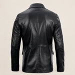 The Royal Men’s Black Leather Blazer – Two-Button Notch Lapel