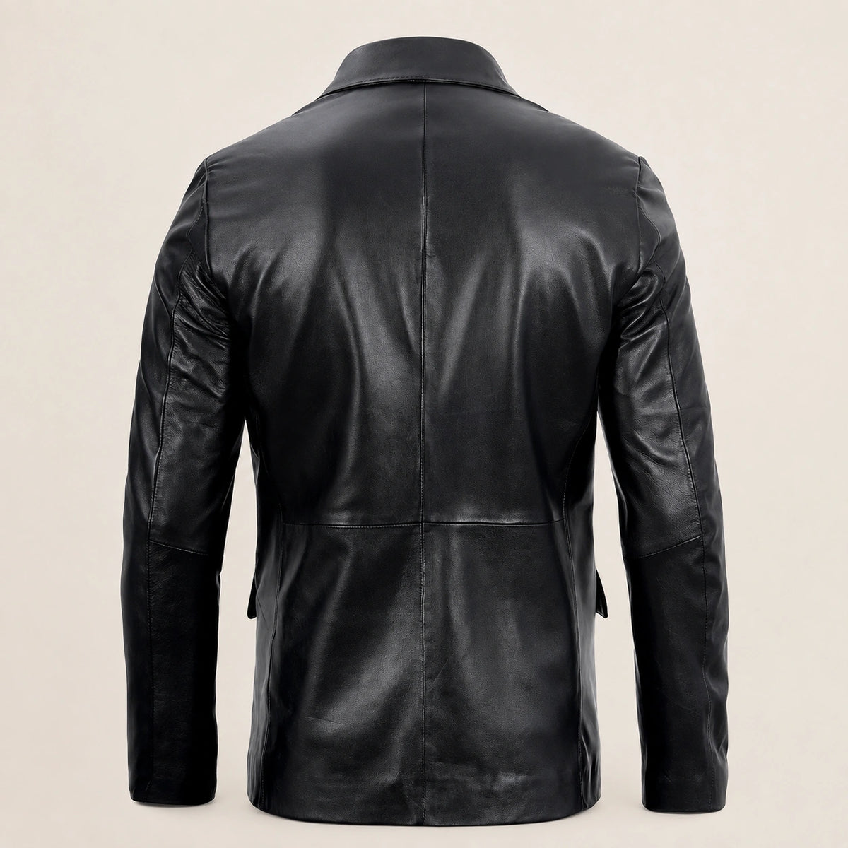 The Royal Men’s Black Leather Blazer – Two-Button Notch Lapel
