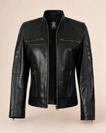 The Royal Women's JET Black Leather Biker Style Jacket