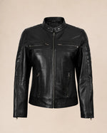 The Royal Women's JET Black Leather Biker Style Jacket