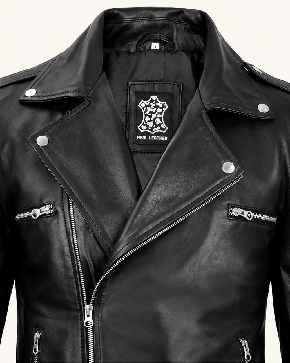 Premium Men's Black Belted Biker Leather Jacket