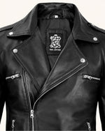 Premium Men's Black Belted Biker Leather Jacket