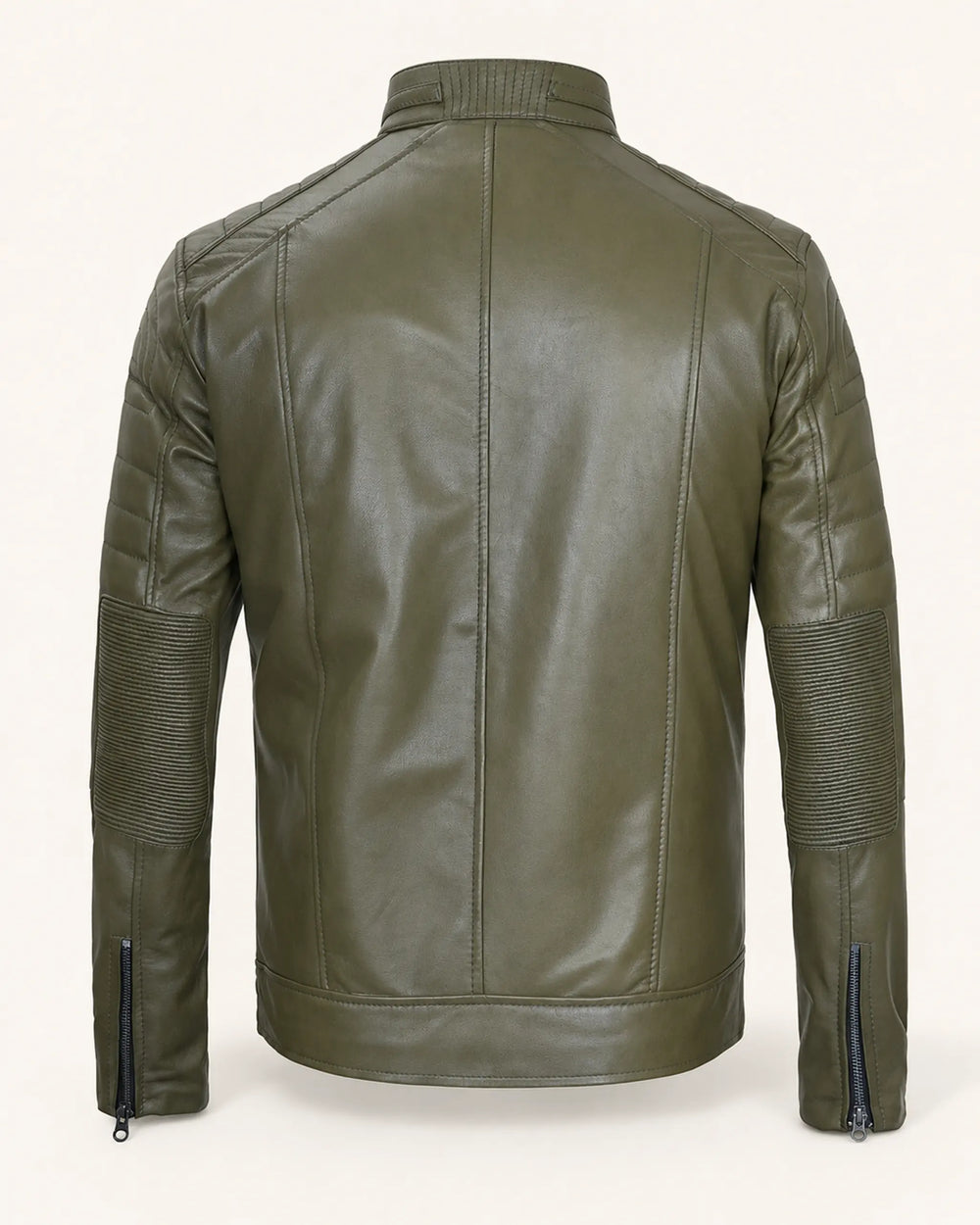 Classic Men’s Olive Green Biker Style Real Leather Jacket