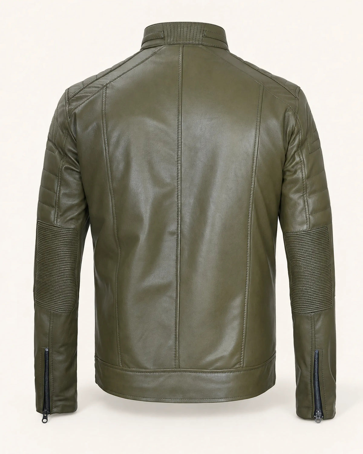 Classic Men’s Olive Green Biker Style Real Leather Jacket