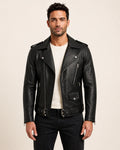 Signature Men's Black Leather Biker Jacket